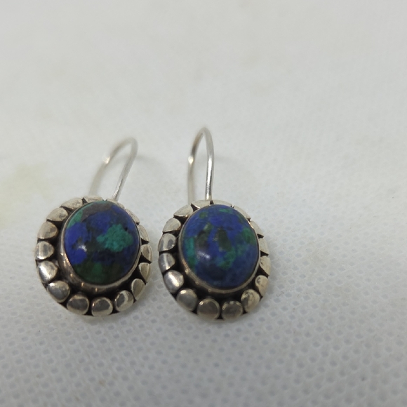 Jewelry - Azurite Oval Cut Gemstone Sterling Silver Leverback